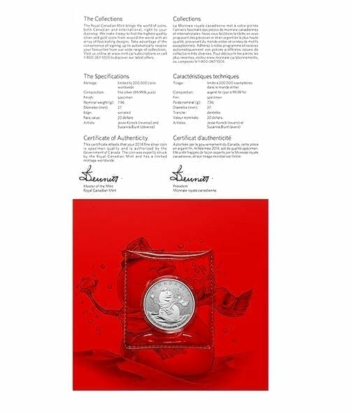 2014 $20 Snowman 1/4oz .9999 Silver Coin - Royal Canadian Mint 4