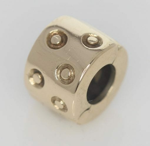 Pandora 14ct Gold Spotted Fixed Clip Charm - 750345 - ALE 585 3