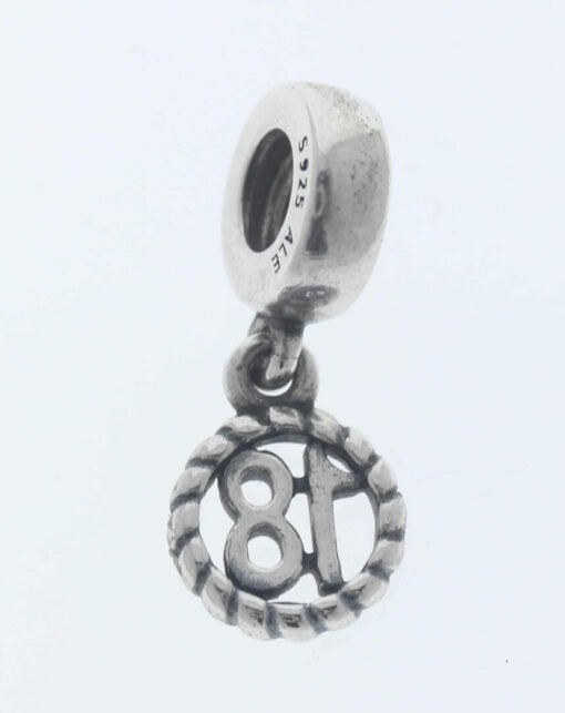 Pandora Sterling Silver "18" Eighteen Hanging Charm - 790495 - Retired ALE 925 2