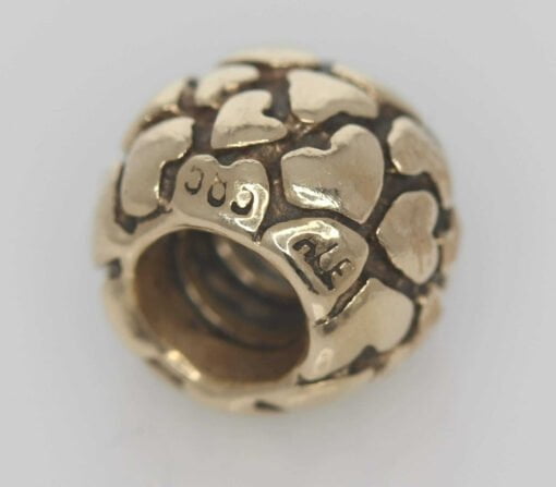 Pandora 14ct Gold Lotsa Love Hearts Charm - 750236 - Retired ALE 585 2