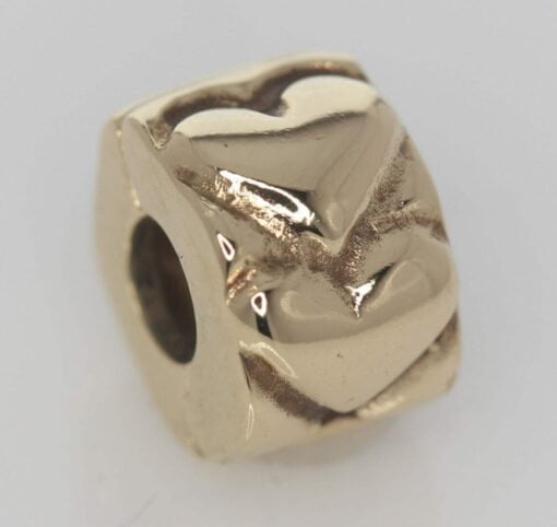 Pandora 14ct Gold Heart Fixed Clip Charm - 750243 - ALE 585 1