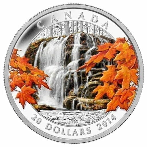 2014 $20 Autumn Falls 1oz .9999 Silver Coin - Royal Canadian Mint 1