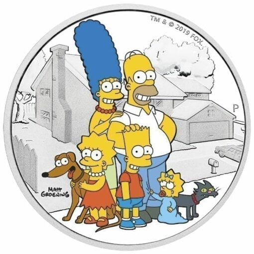 2019 The Simpsons Family Coloured 2oz .9999 Silver Proof Coin - The Perth Mint 1