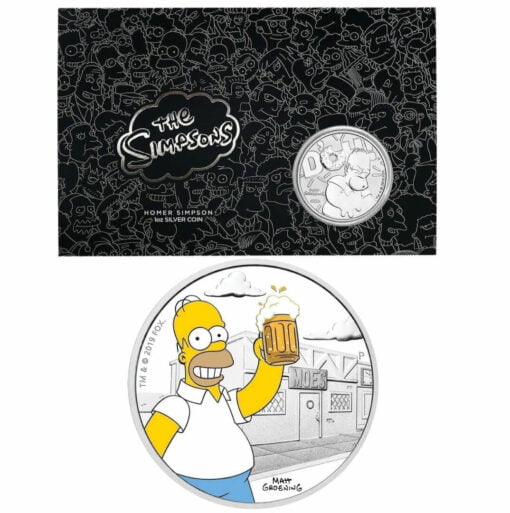 2019 The Simpsons Homer Simpson & Homer 2 Coin Set - Coloured 1oz & 1oz in Card - The Perth Mint 1