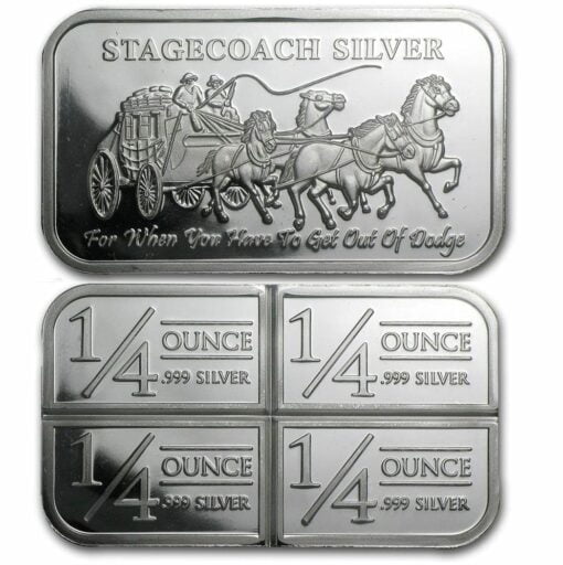 Stagecoach Silver 1oz .999 Silver Bullion Bar - 4 1/4oz Fractional - Northwest Territorial Mint 1