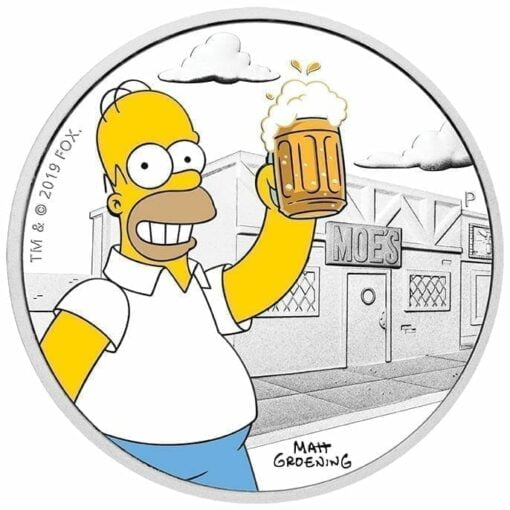 2019 The Simpsons Homer Simpson & Homer 2 Coin Set - Coloured 1oz & 1oz in Card - The Perth Mint 2