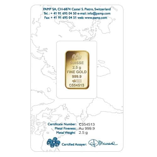 Lady Fortuna 2.5g .9999 Gold Minted Bullion Bar - PAMP Suisse 2