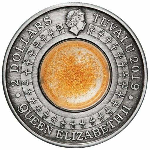 2019 Golden Treasures of Ancient Egypt 2oz .9999 Silver Antiqued Coin 3