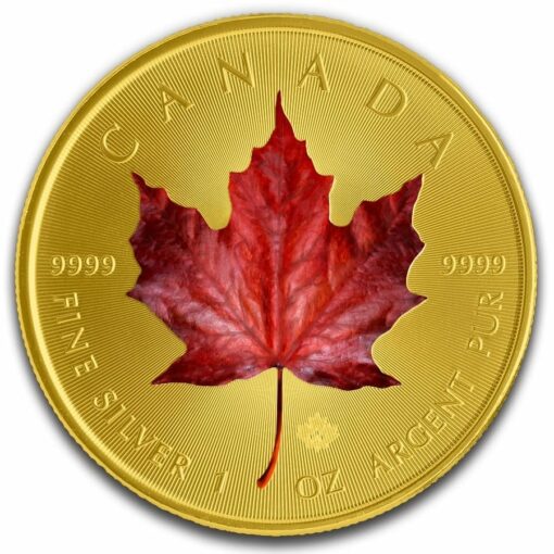 2019 Red Maple Leaf Colourised Gilded 1oz .9999 Silver Coin 1