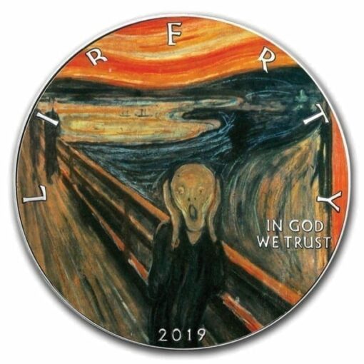 2019 The Scream American Silver Eagle Coloured 1oz .999 Silver Coin 1