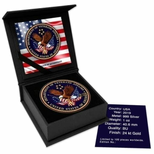 2019 Veterans Affairs American Silver Eagle Coloured 1oz .999 Silver Coin 2