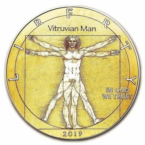 2019 Da Vinci Vitruvian Man - American Eagle 1oz Silver Coin 1