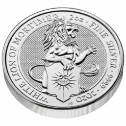 2020 The Queen's Beasts - The White Lion of Mortimer 2oz .9999 Silver Bullion Coin 4