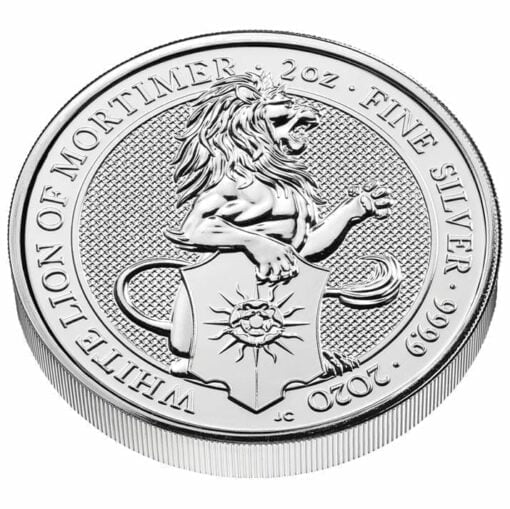 2020 The Queen's Beasts - The White Lion of Mortimer 2oz .9999 Silver Bullion Coin 2