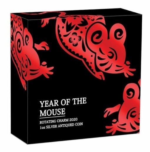 2020 Year of the Mouse Rotating Charm 1oz .9999 Silver Proof Antiqued Coin 6