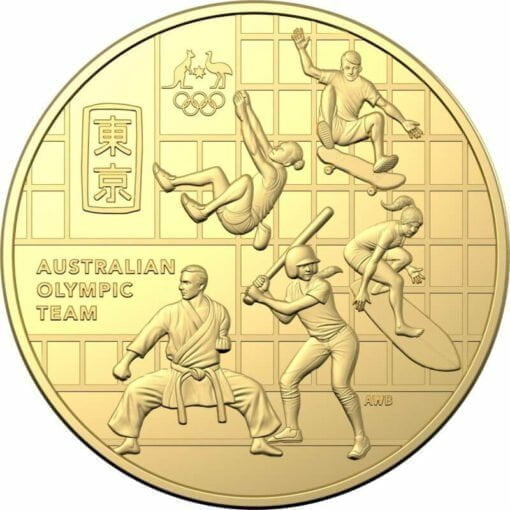 2020 50c Australian Olympic Team Round Gold Plated Uncirculated Coin - CuNi 2