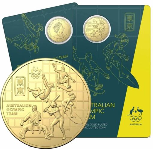 2020 50c Australian Olympic Team Round Gold Plated Uncirculated Coin - CuNi 1