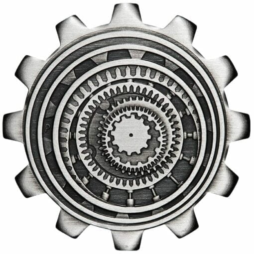 2020 Industry in Motion 1oz .9999 Silver Gear Shaped Antiqued Two Coin Set 4