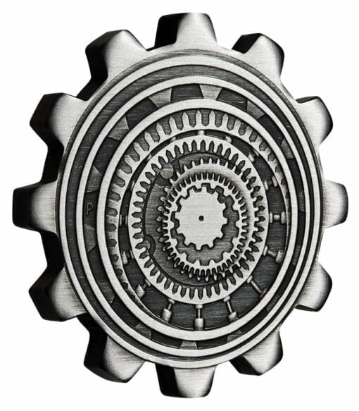 2020 Industry in Motion 1oz .9999 Silver Gear Shaped Antiqued Two Coin Set 5