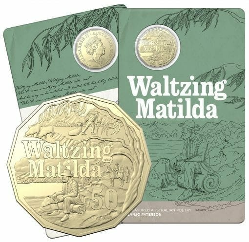 2020 50c Banjo Paterson - Waltzing Matilda Uncirculated Coin in Card - AlBr 1