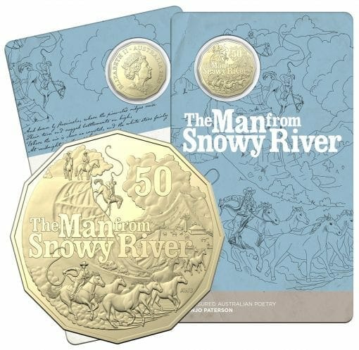 2020 50c Banjo Paterson - The Man from Snowy River Uncirculated Coin in Card - AlBr 1