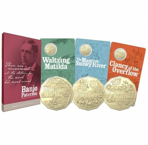 2020 50c Banjo Paterson - Treasured Australian Poetry Uncirculated Three Coin Set - AlBr 1