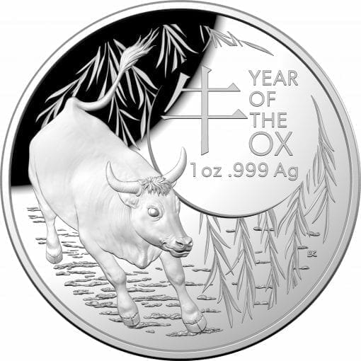 2021 $5 Lunar Year of the Ox 1oz .999 Silver Proof Domed Coin 1