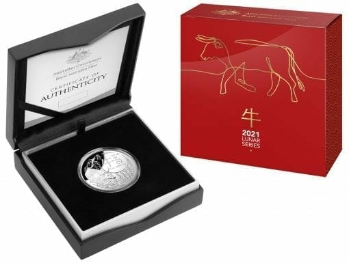 2021 $5 Lunar Year of the Ox 1oz .999 Silver Proof Domed Coin 5