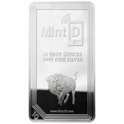 MintID Buffalo 10oz .999 Silver Minted Bullion Bar with NFC Scan Authentication 1