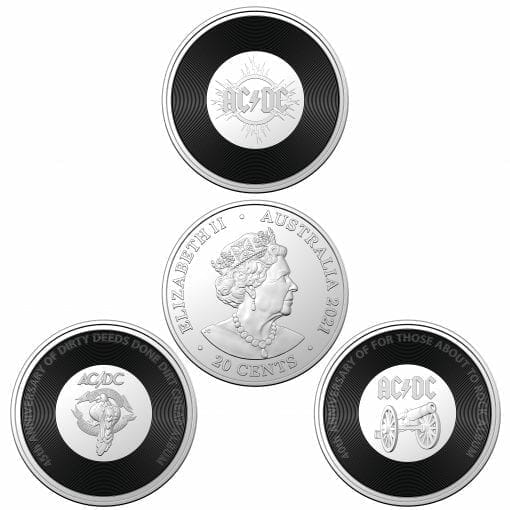 2020/2021 - AC/DC Seven Coin Collection - 20c Coloured CuNi Unc Coins 7