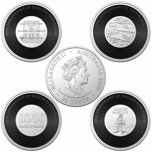 2020/2021 - AC/DC Seven Coin Collection - 20c Coloured CuNi Unc Coins 6