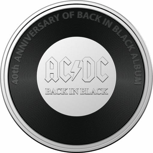 2020 20c AC/DC 40th Anniversary of Back in Black Coloured Uncirculated Coin 1