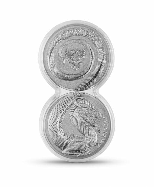 2020 Germania Beasts - Fafnir 1oz .9999 Silver Bullion 2 Coin Set in Capsule 1