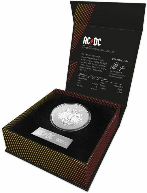 2021 $1 AC/DC 1oz .999 Silver Frosted Uncirculated Coin 3