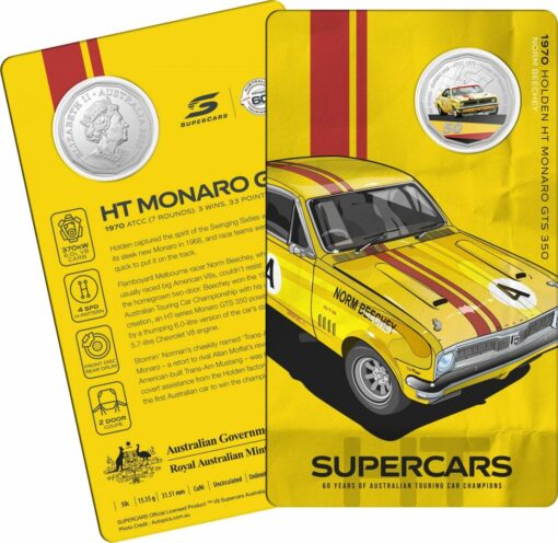 2020 50c 1970 Holden HT Monaro GTS 350 - 60 Years of Supercars Coloured Coin in Card 3