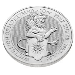 2021 The Queen's Beasts - The White Lion of Mortimer 10oz .9999 Silver Bullion Coin 5
