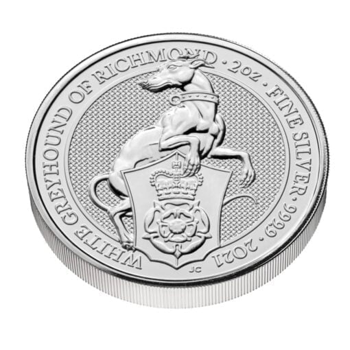 2021 The Queen’s Beasts – The White Greyhound of Richmond 2oz .9999 Silver Bullion Coin 2