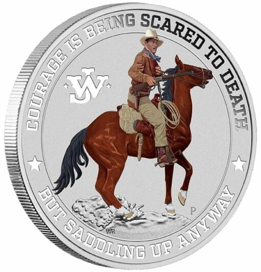 2021 John Wayne 1oz .9999 Silver Coloured Coin in Card 3