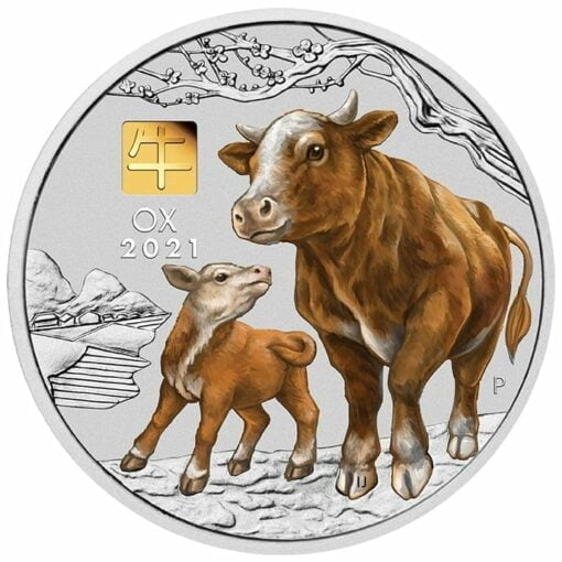 2021 Year of the Ox 1 Kilo Silver Coin with Gold Privy Mark – Lunar Series III 1