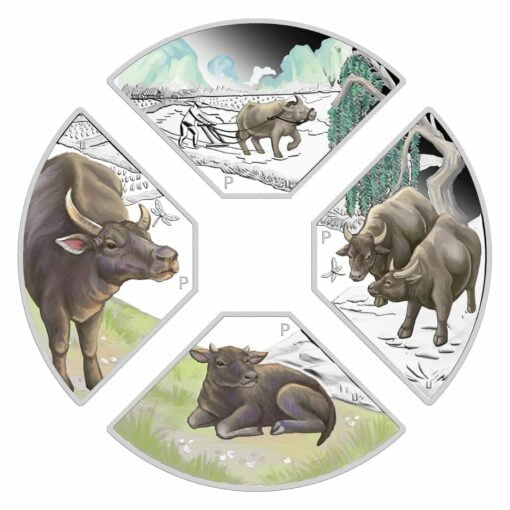 2021 Year of the Ox Quadrant 1oz .9999 Silver Proof Four Coin Set 2