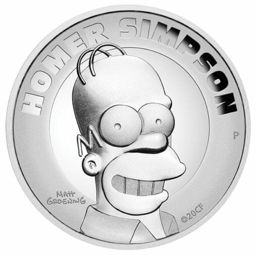 2021 Homer Simpson 2oz .9999 Silver Proof High Relief Coin 1