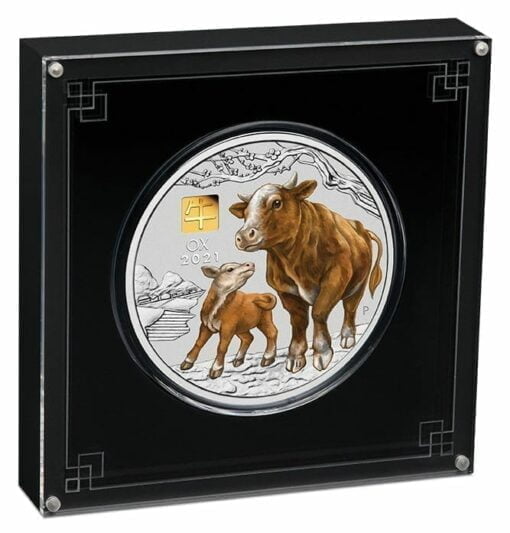 2021 Year of the Ox 1 Kilo Silver Coin with Gold Privy Mark – Lunar Series III 3