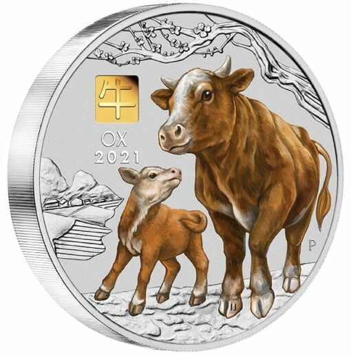 2021 Year of the Ox 1 Kilo Silver Coin with Gold Privy Mark – Lunar Series III 2
