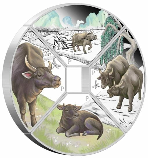 2021 Year of the Ox Quadrant 1oz .9999 Silver Proof Four Coin Set 3