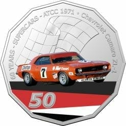 2020 50c 1971 Chevrolet Camaro ZL-1 - 60 Years of Supercars Coloured Coin in Card 4