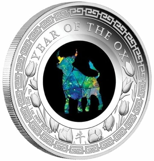 2021 Opal Lunar Series - Year of the Ox 1oz .9999 Silver Proof Coin 2