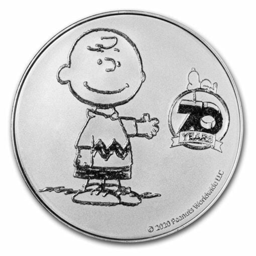 2020 Peanuts 70th Anniversary with Charlie Brown 1oz .999 Silver Bullion Round 1