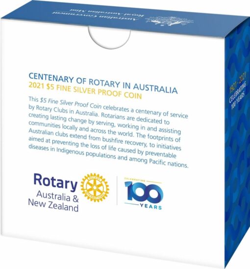 2021 $5 Centenary of Rotary Australia 1oz .999 Silver Proof Coin 6