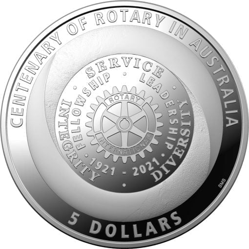2021 $5 Centenary of Rotary Australia 1oz .999 Silver Proof Coin 1