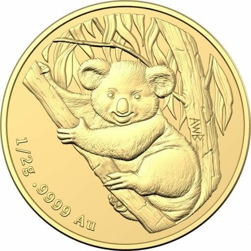2021 $2 Mini Koala 1/2 gram 0.5g .9999 Gold Frosted Uncirculated Coin 2